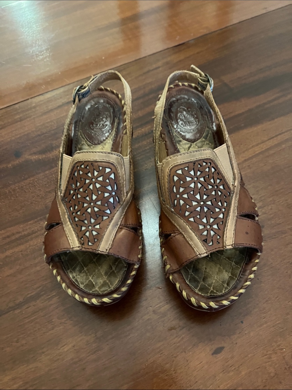 Women’s Brown Leather Open-Toe Slingback Sandals Ariat